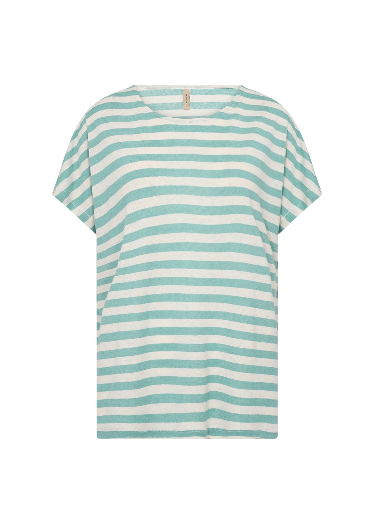 Soyaconcept - Esme Linen T-Shirt / Ecru & Turquoise