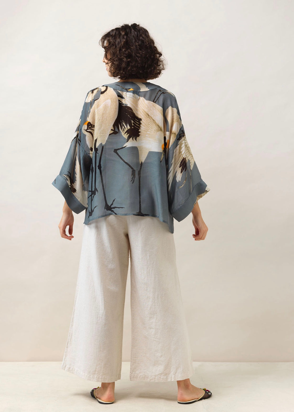 One Hundred Stars - Short Kimono / Storks Slate