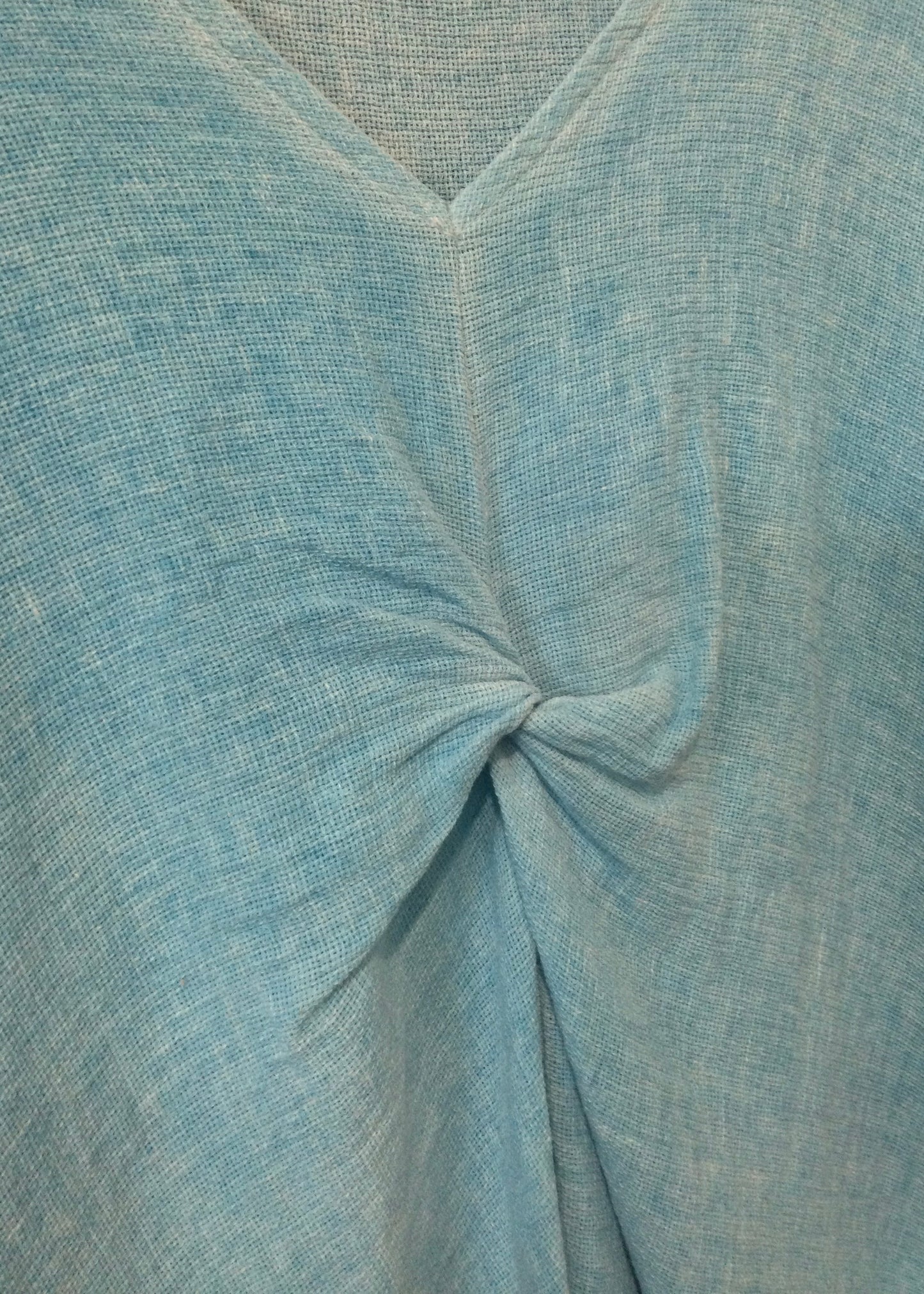 Sands - Washed Linen Ruched Top / Turquoise