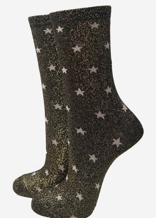 MSH - Women’s Sparkle Socks / Black & Gold Stars