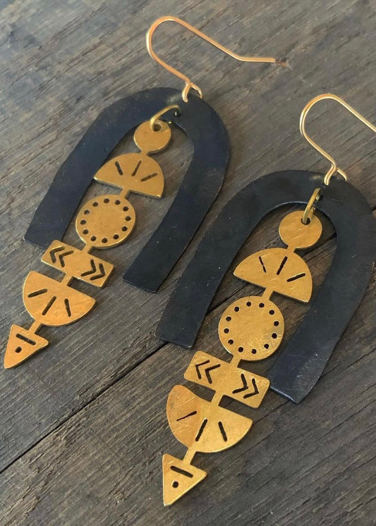 Stuff Made From Things - Lexicon Black and Brass earrings