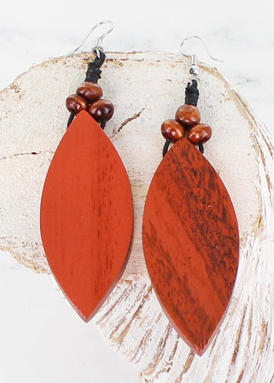 Wooden Leaf Earrings - 7 Colours*