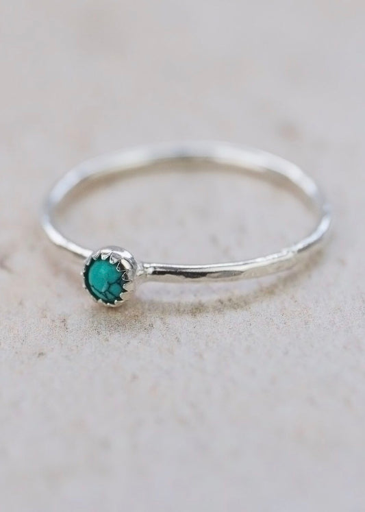 sterling Silver stacker ring by Lucy Kemp. Featuring a turquoise gem stone aprox 3mm