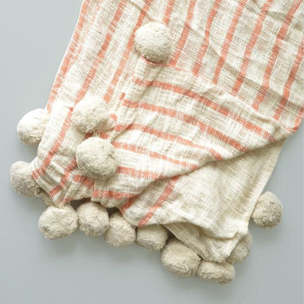 Pom Pom Terracotta Striped Large Throw - Sands Boutique clothing and gifts