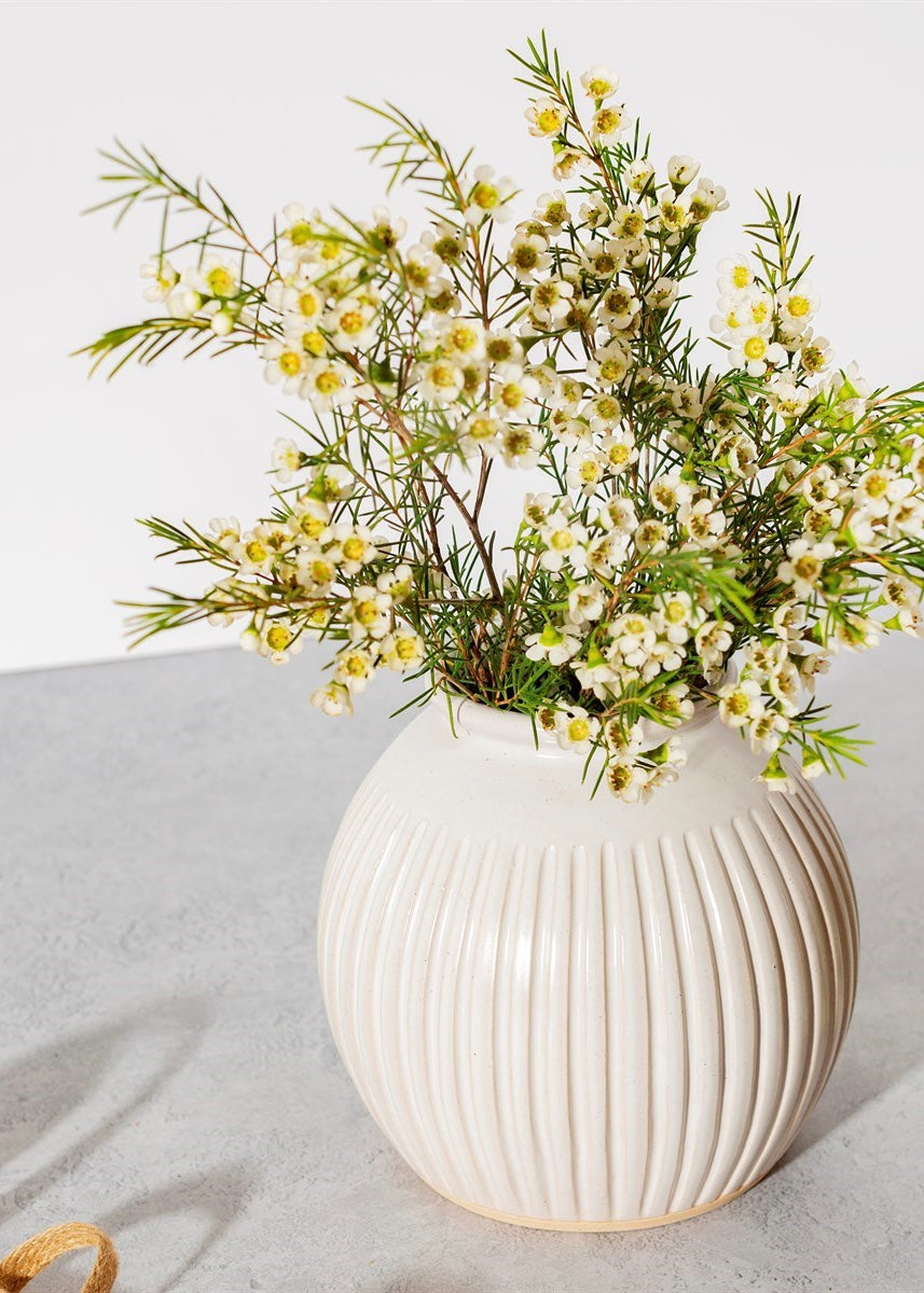 Sass & Belle - Grooved Vase Large in White