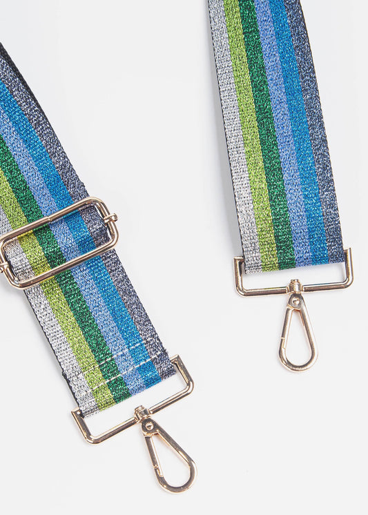 Multi Stripe Lurex Bag Strap / Blue/Green