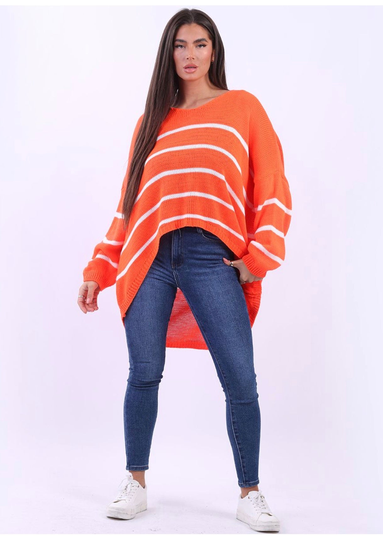 Sands - Chunky Oversized Striped Knit / Orange