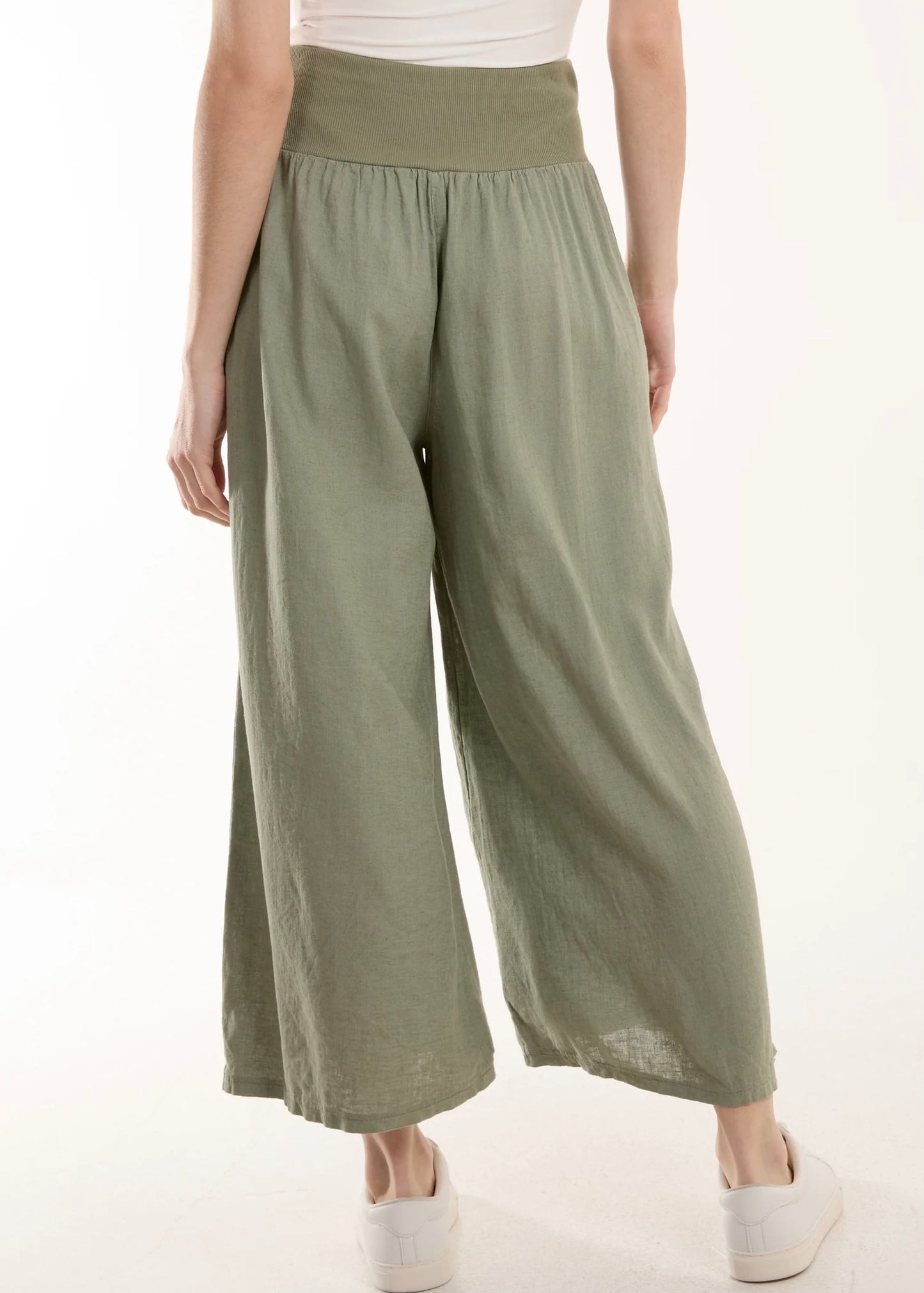 Sands - Wide Leg Linen Trousers / Khaki
