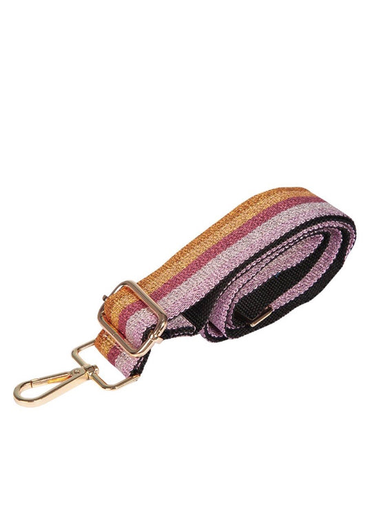 Multi Stripe Lurex Bag Strap / Pink/Red