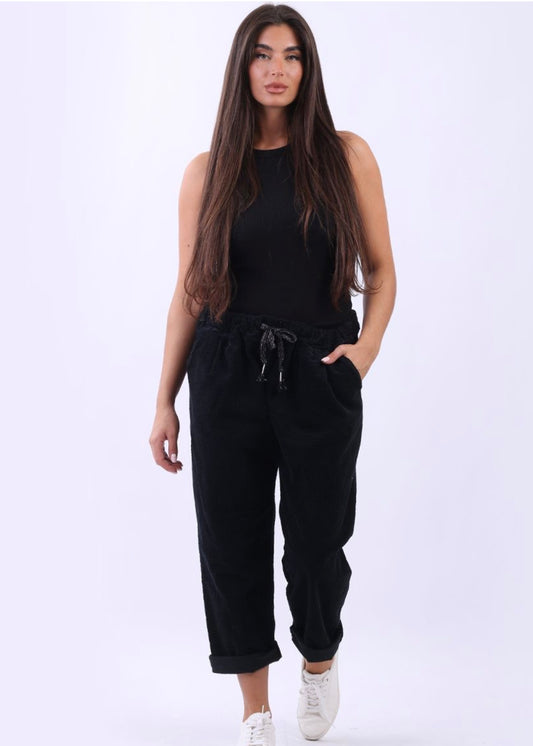 Sands - Relaxed Fit Jumbo Cord Trousers / Black