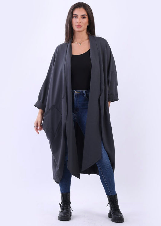 Sands - Oversized Waterfall Cardigan / Charcoal