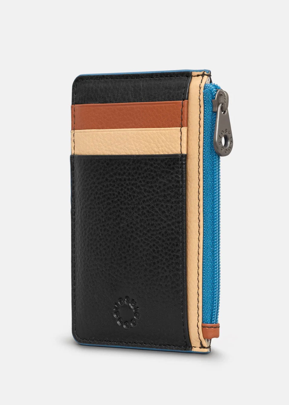 Yoshi Leather - Zip Top Card Holder / Rustic Colour Block