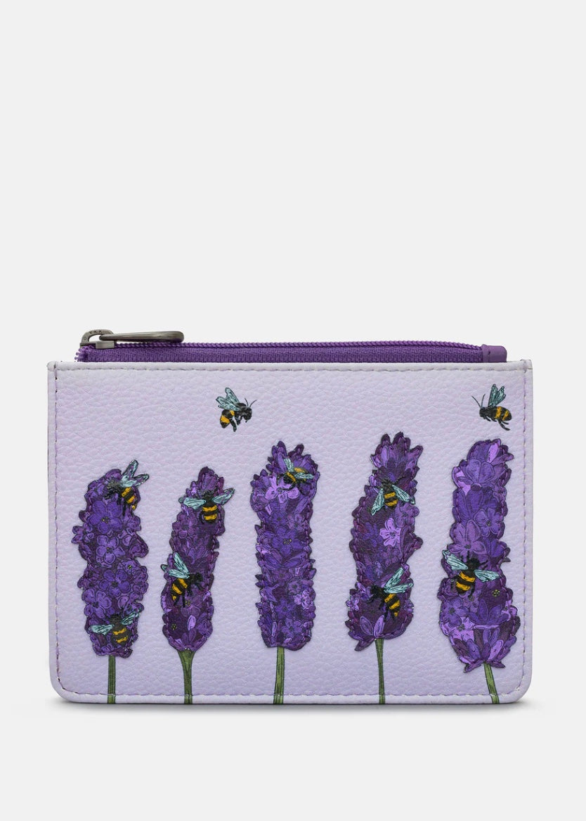 Yoshi Leather - Bees Love Lavender Zip Purse / Plum