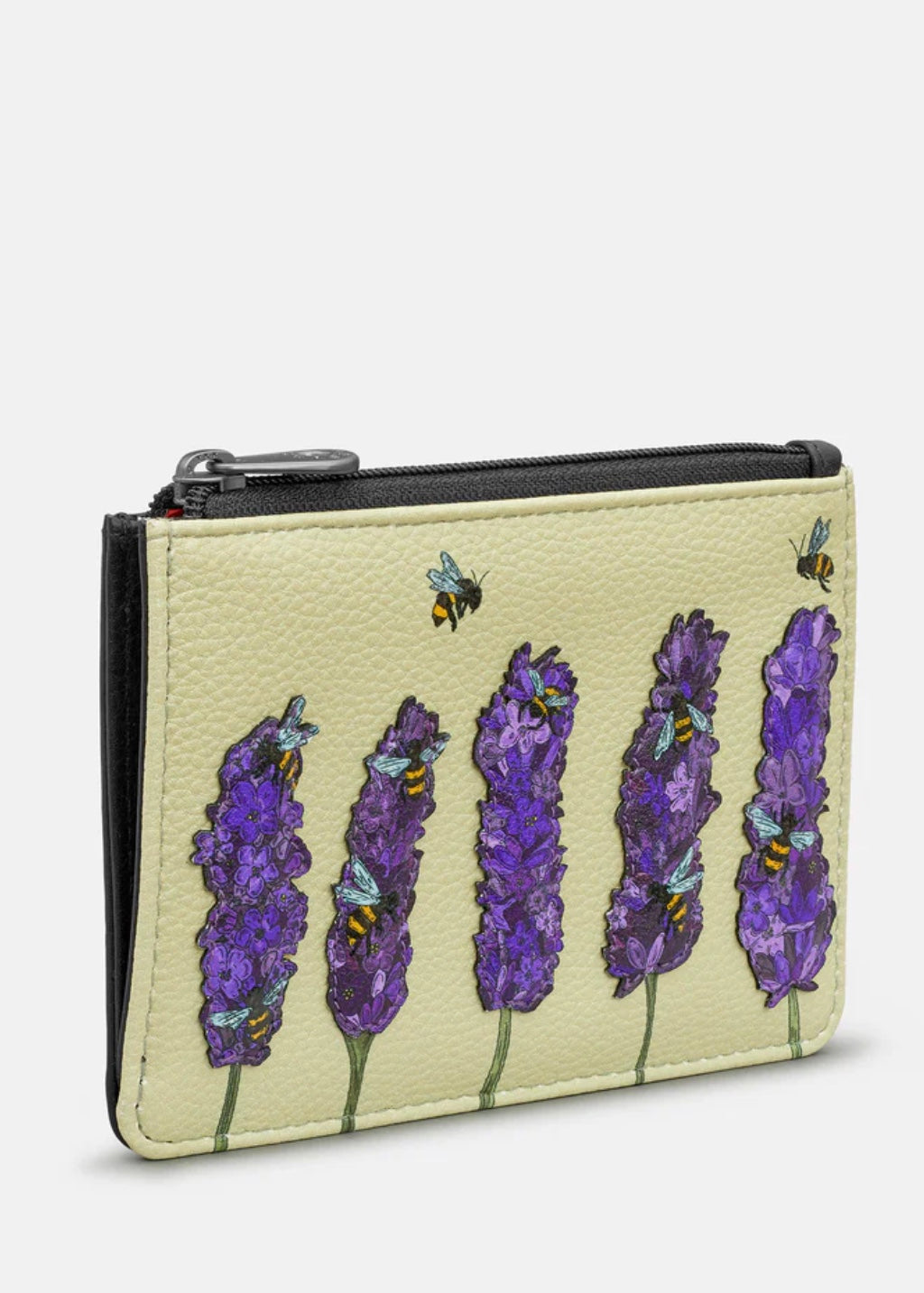 Yoshi Leather - Bees Love Lavender Zip Purse / Black