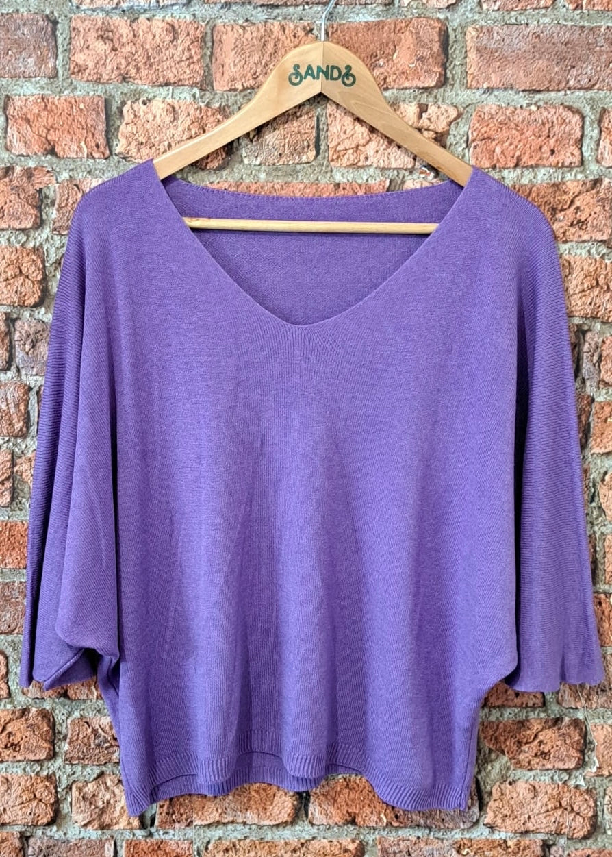 Sands - Short Sleeve Fine Knit / Purple