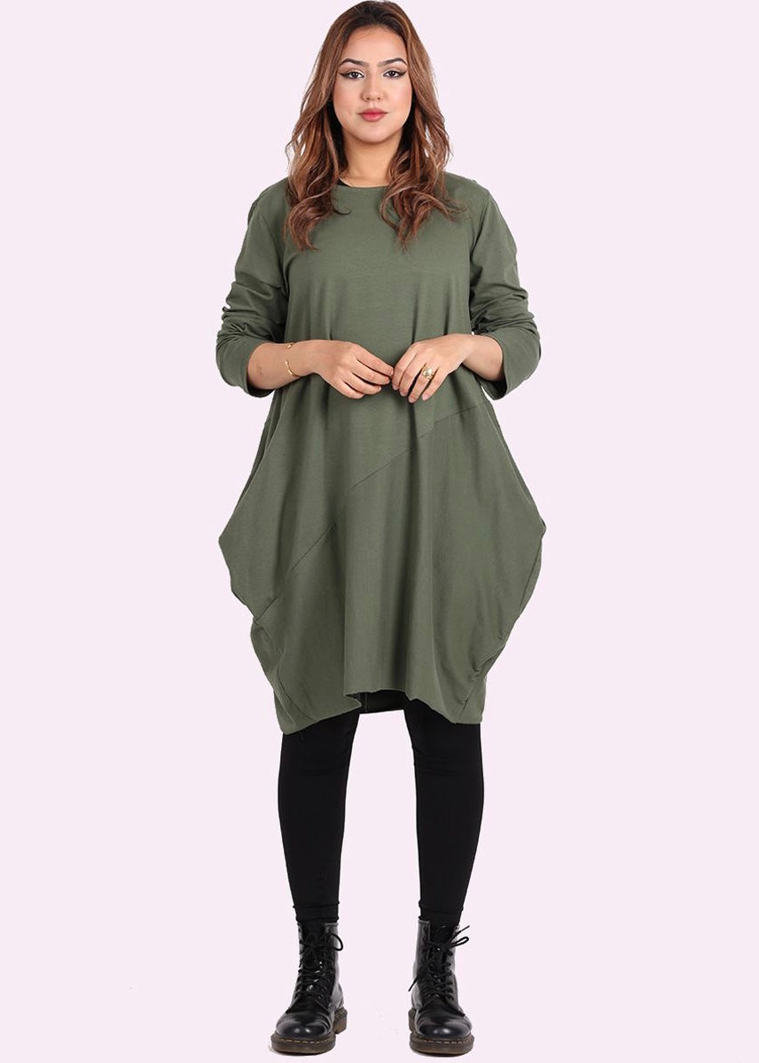 Sands - Lagenlook Cotton Dress / Khaki