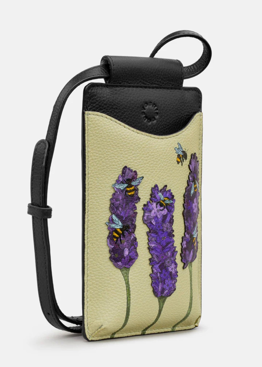 Yoshi Leather - Bees Love Lavender Phone Holder/ Black