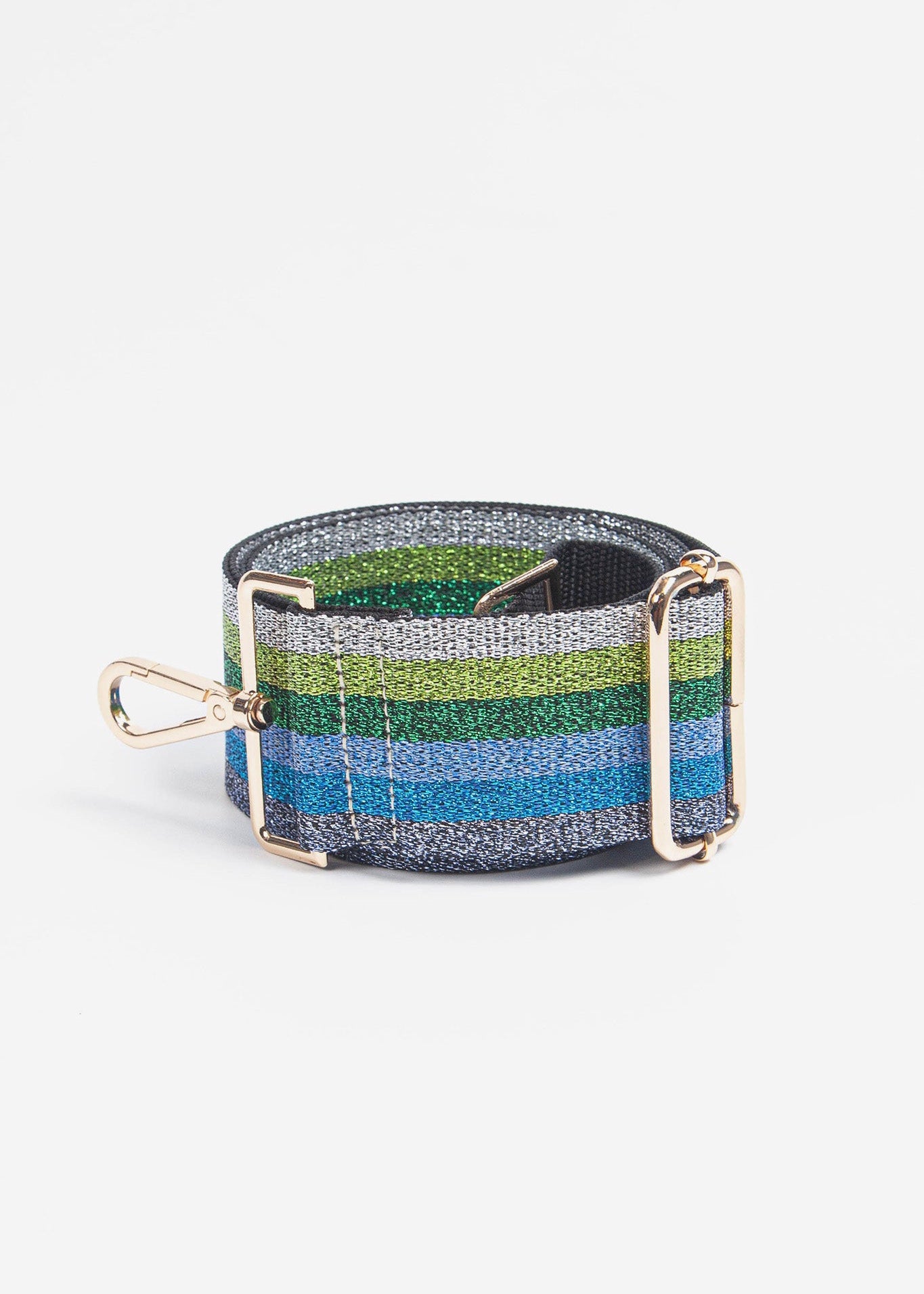 Multi Stripe Lurex Bag Strap / Blue/Green
