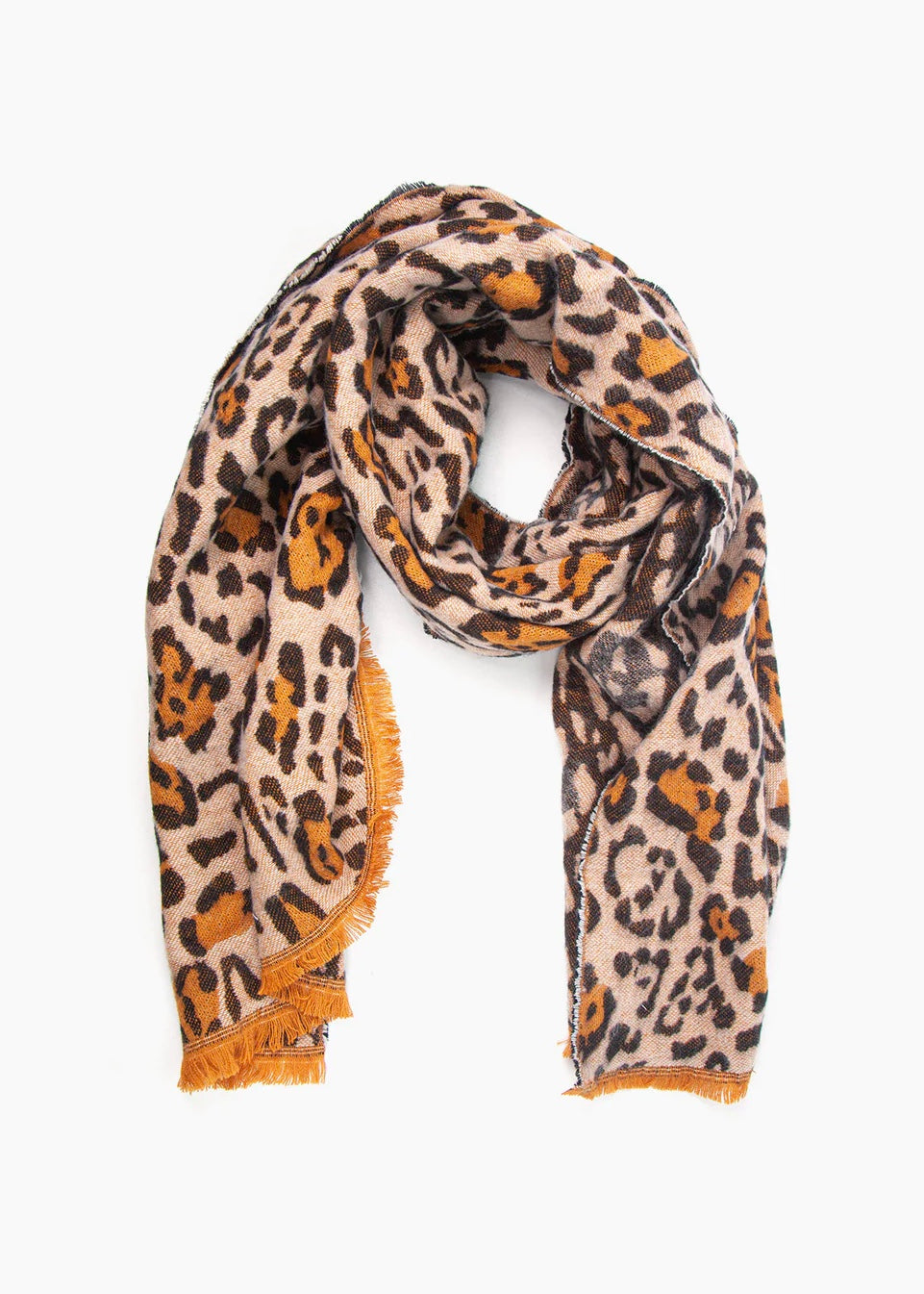 Sands - Two Tone Animal Print Heavyweight Scarf / Natural