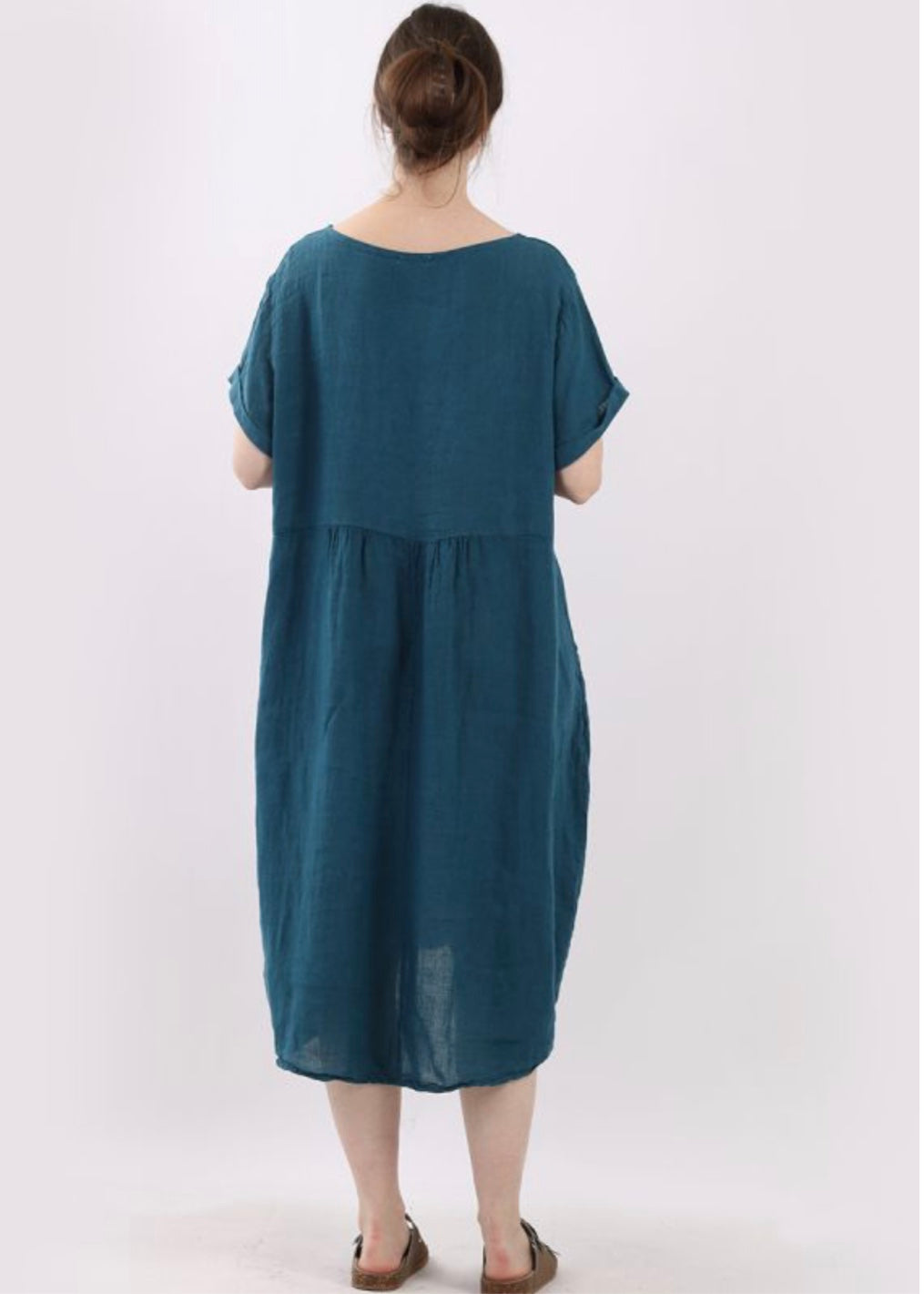 Sands - Lagenlook Linen Dress / Teal