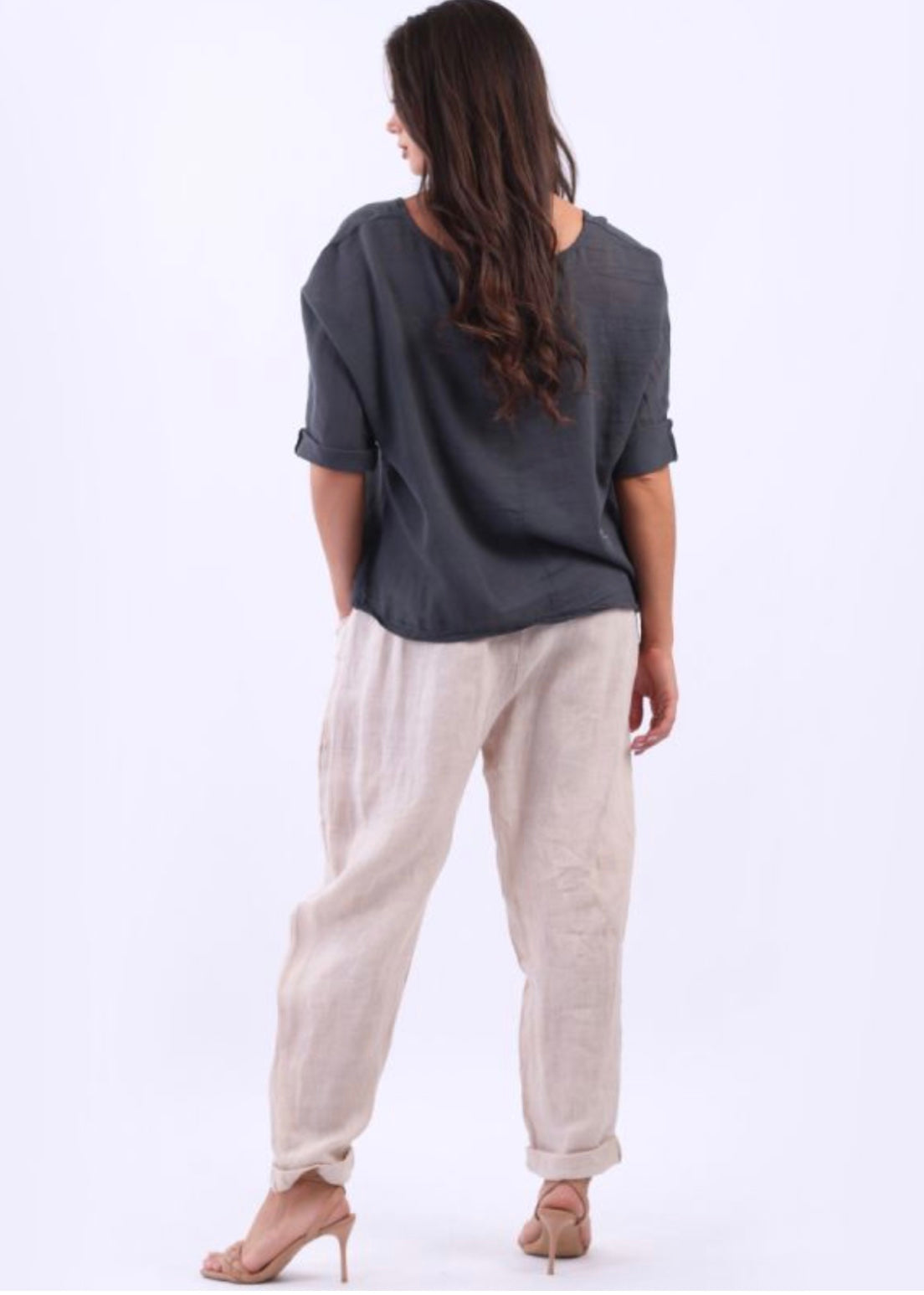 Sands - Raw Edge Patches Linen Trousers / Beige