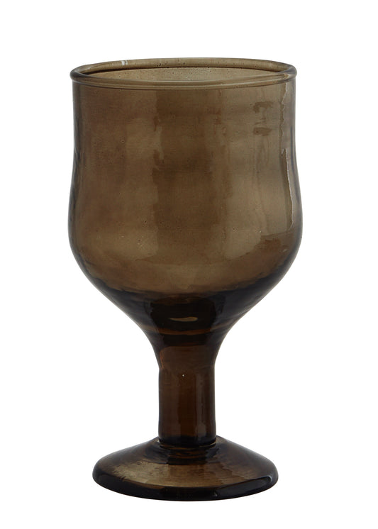 Madam Stoltz Dark Brown Hammered Wine Glass
