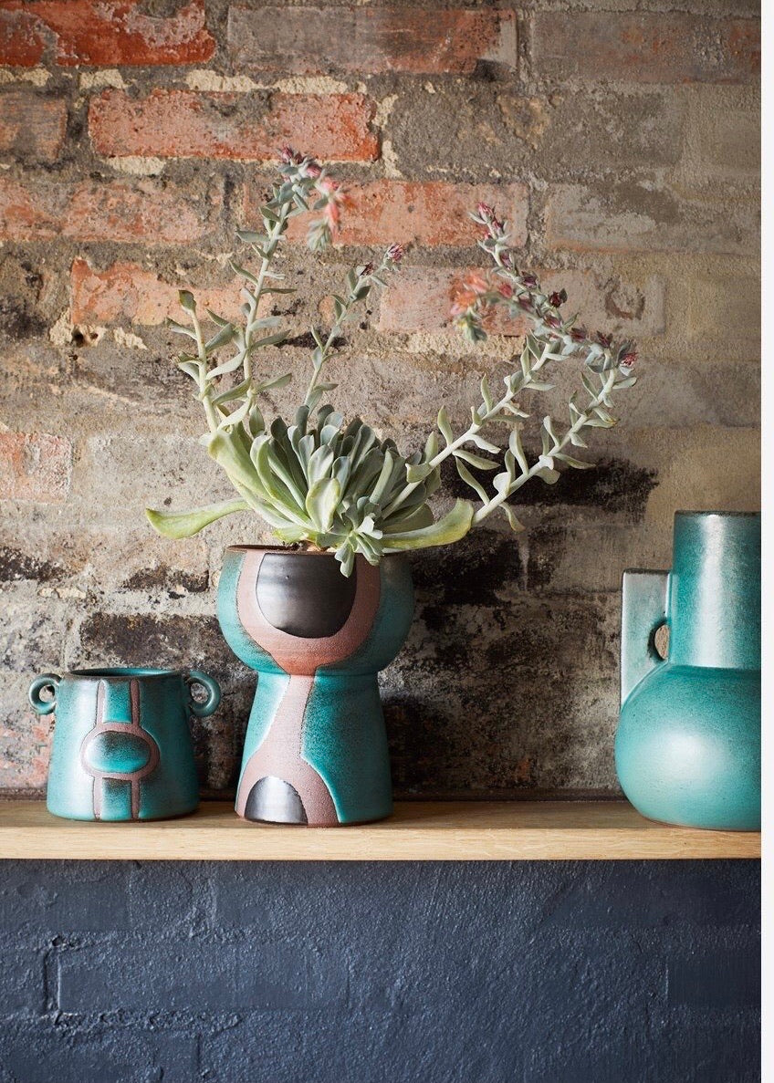Madam Stoltz Handmade Green/Terracotta Vase*