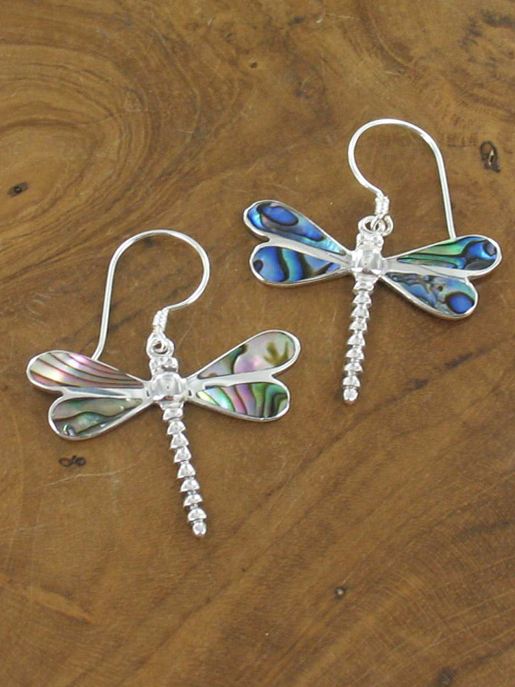 Sands Silver Paua Dragonfly Earrings