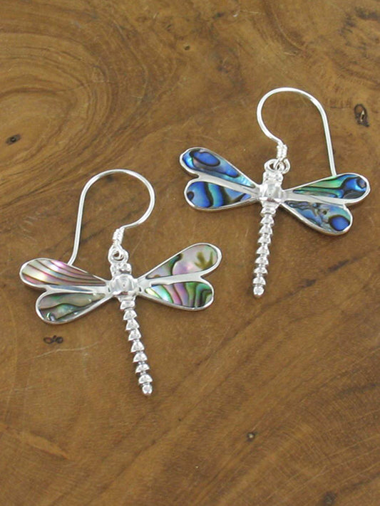Sands Silver Paua Dragonfly Earrings