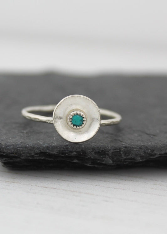 Lucy Kemp - Silver with Turquoise Stone Boho Ring