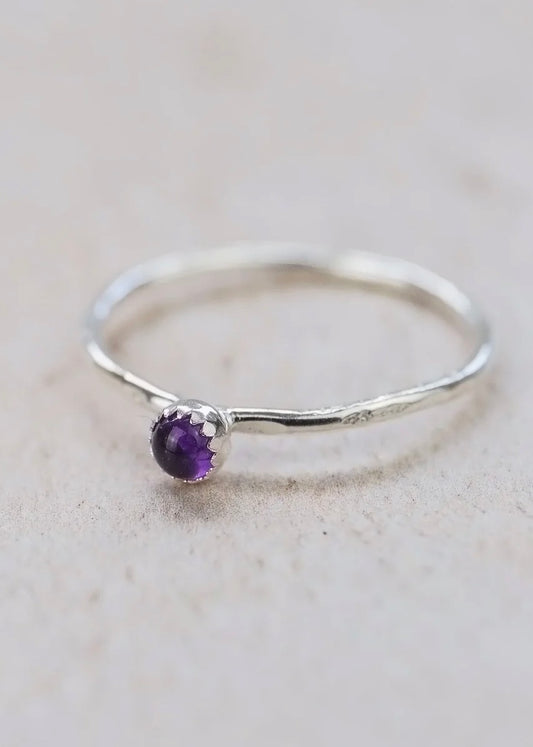 Lucy Kemp - Silver Stacking Ring with Amethyst