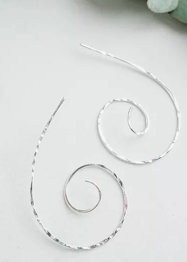 Silver Fox Large Spiral Silver Hoop Earrings