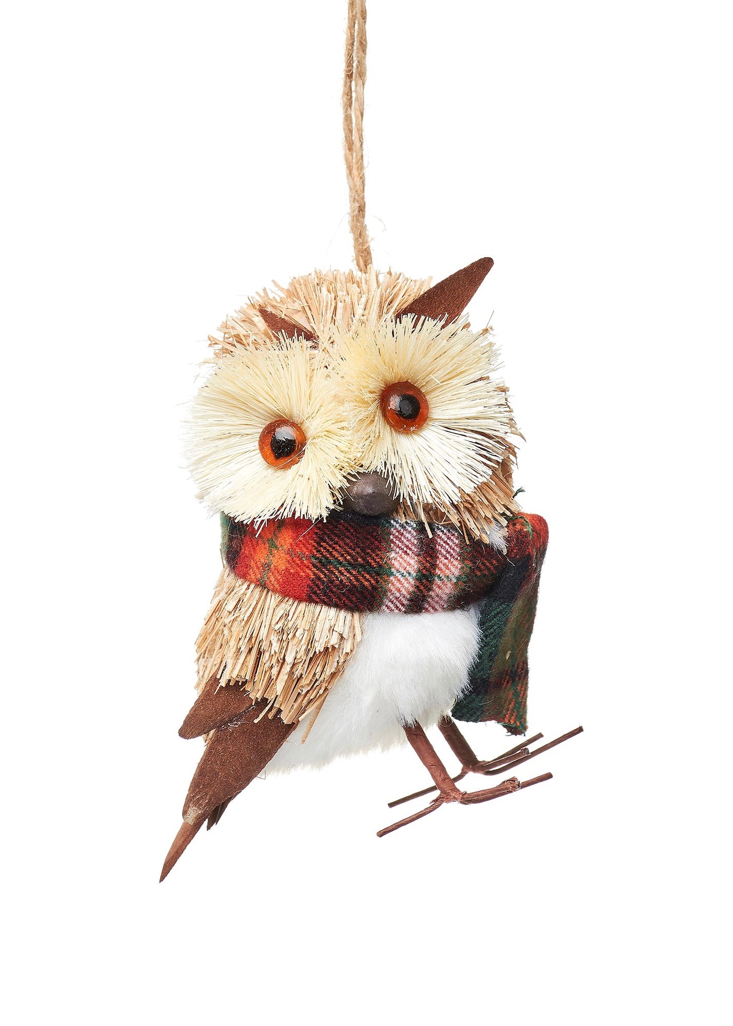 Brush owl wearing tarten scarf 