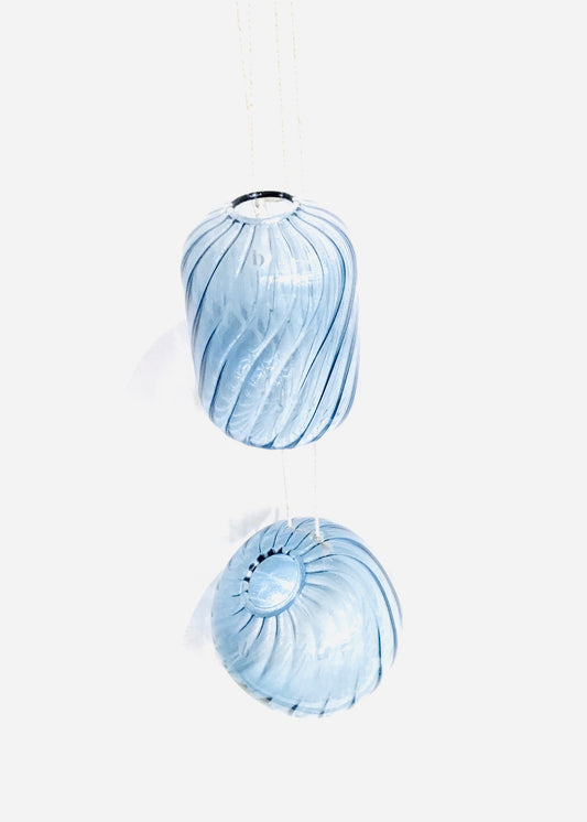 Broste - Helly Mouth Blown Hanging Glass Vase in Blue Mirage