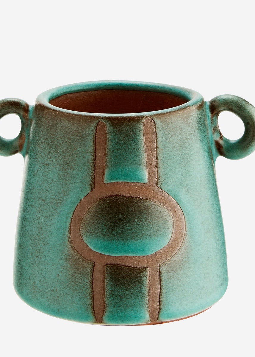 Madam Stoltz Handmade Green/Terracotta Vase*