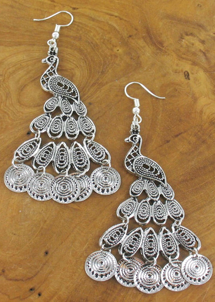 Sands Silver Plated Peacock Earrings