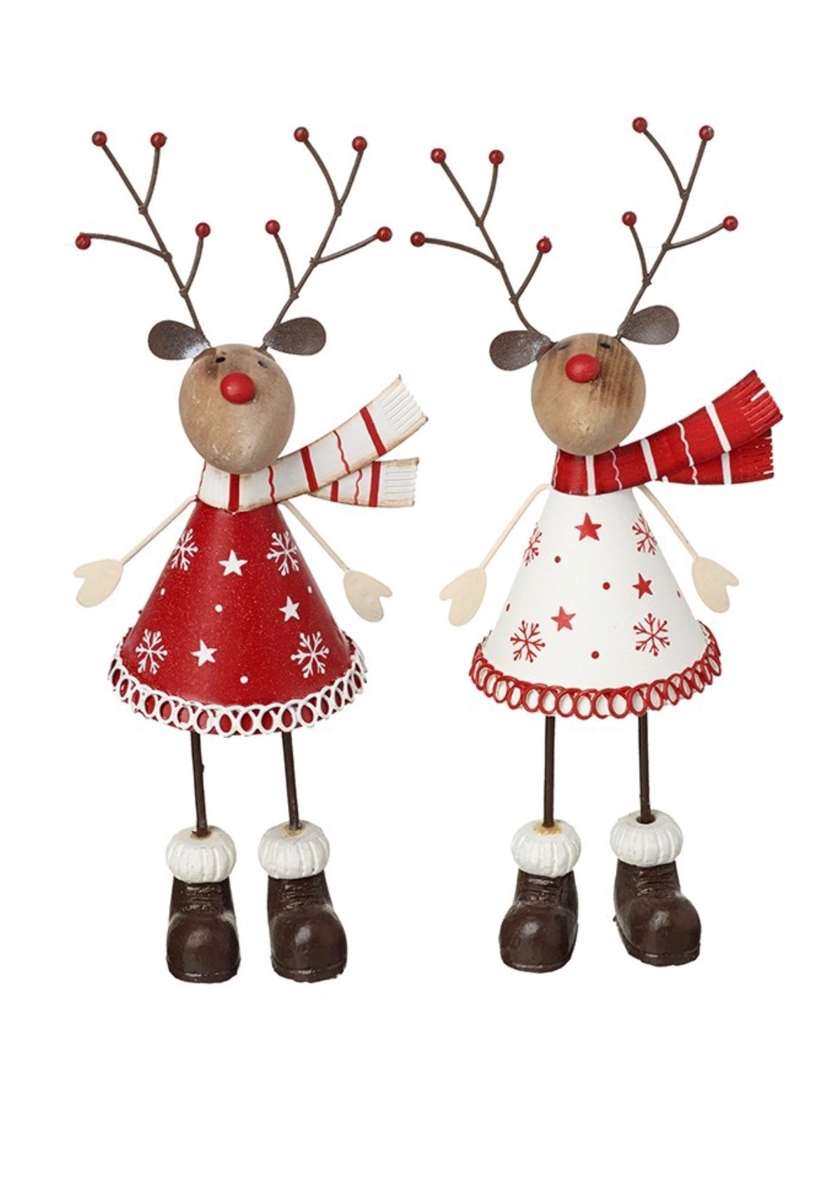 Red/White Metal Deer with Scarf*