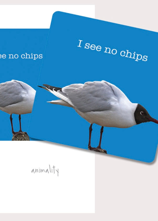 I See No Chips Coaster Card