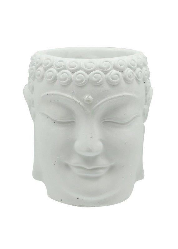 Handmade Cement Buddha Pot White