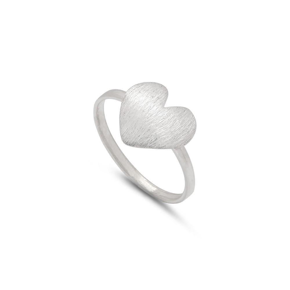 Sands Silver Brushed Heart Ring - Sands Boutique clothing and gifts