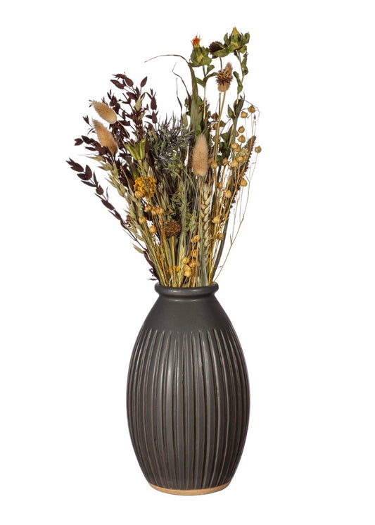 Sass & Belle - Grooved Vase Large in Black