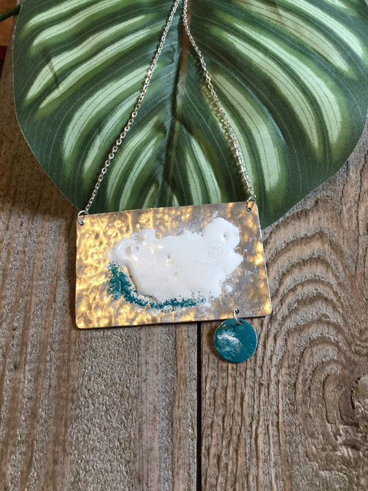 Marlo St Ives - Silver, White & Turquoise Enamel Necklace - Sands Boutique clothing and gifts
