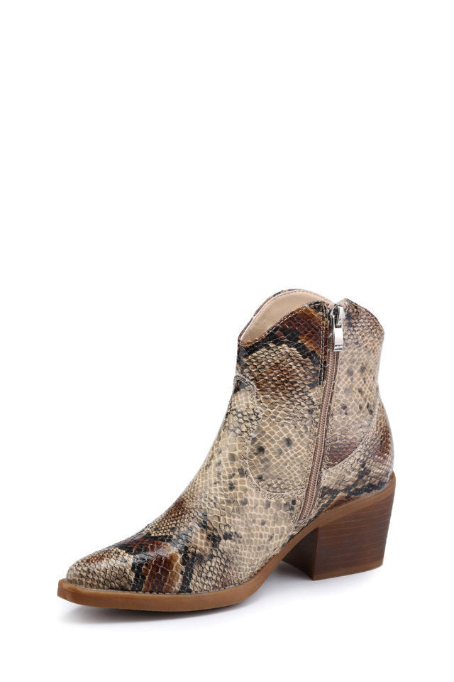 Snake skin ankle boots with zip