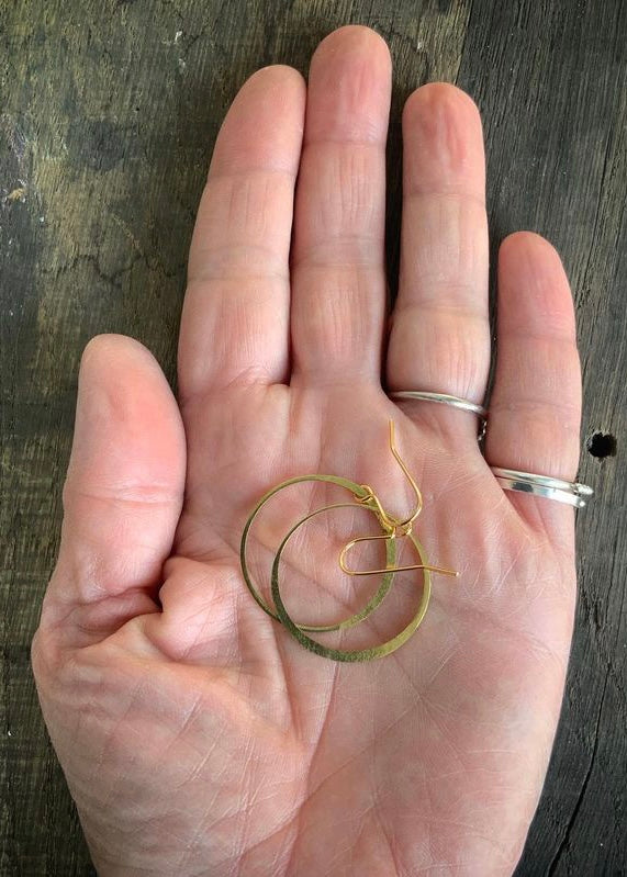 Stuff Made From Things - Big Planished Brass Hoop Earrings