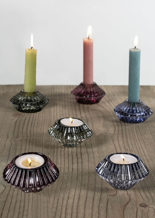 Sands Ribbed Glass Candle Holder 3 Colours