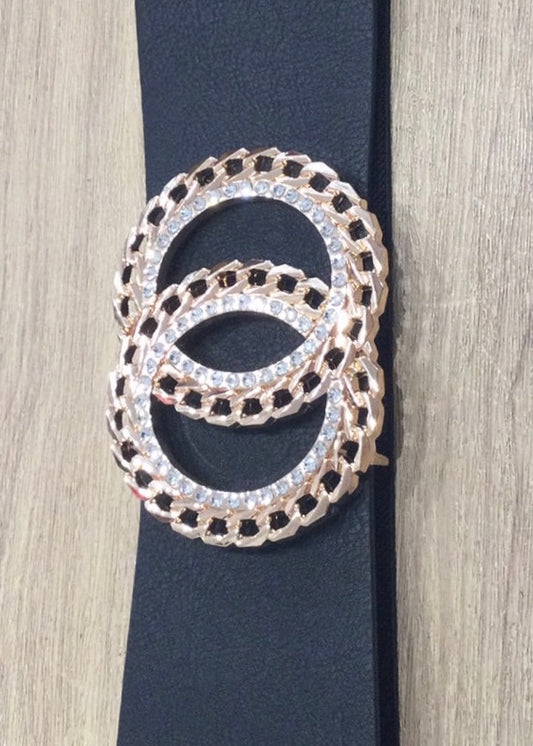 Gold/diamanté detail Belt - Black
