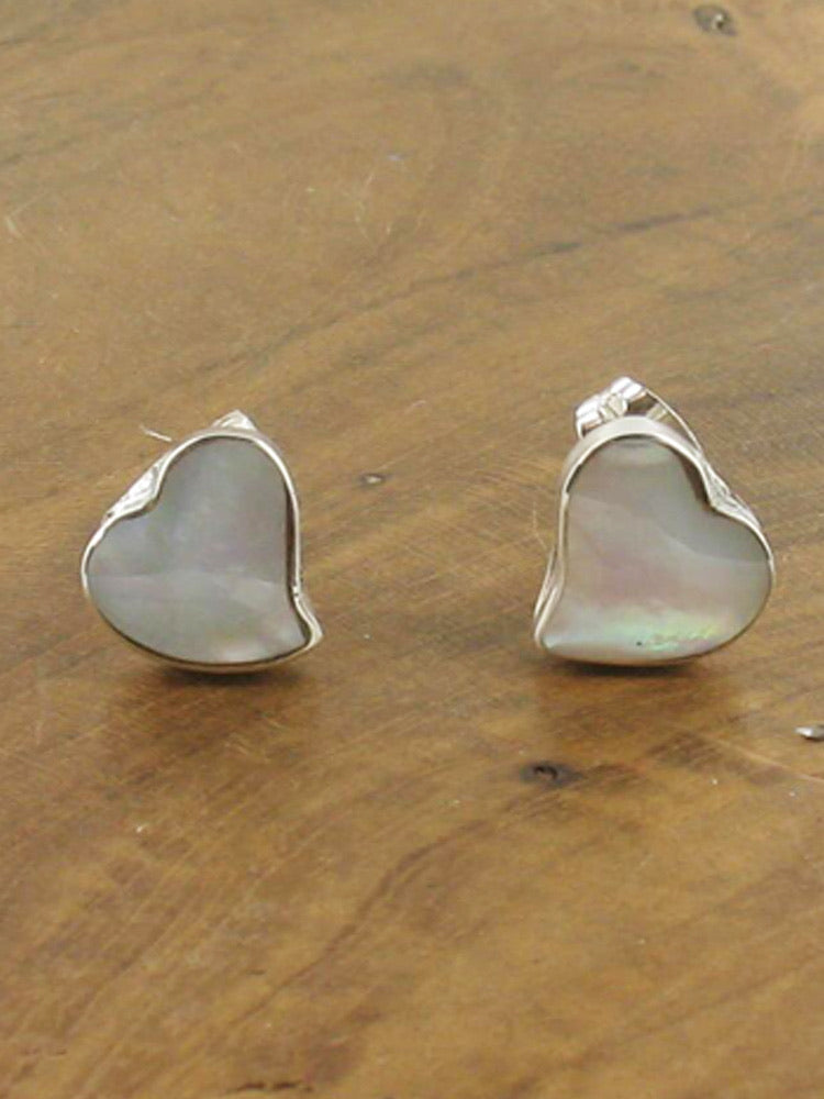 Sands Silver Heart & Mother Of Pearl Stud Earrings