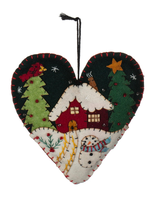 Handmade Felt Christmas Scene Heart*