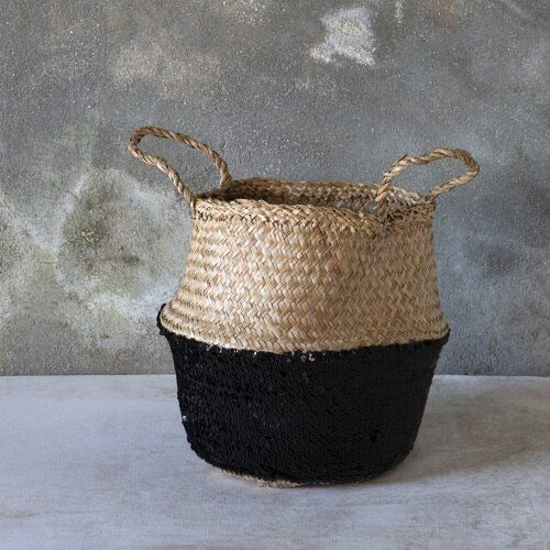 Dassie Artisan Black Toulouse Sequin Basket Black Medium - Sands Boutique clothing and gifts