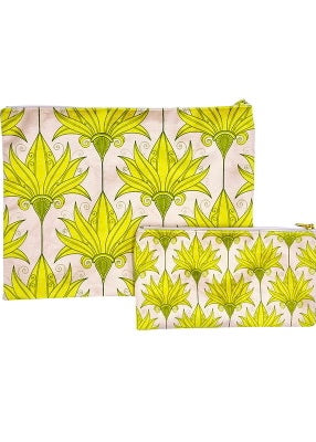 Vanilla Fly Velvet Make-up Bag and Pouch - Yellow Flowers